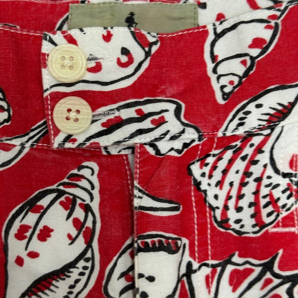 Vintage Royal Robbins Red White Seashell High Waist Pleated Cotton Shorts Sz 6 - Picture 4 of 14